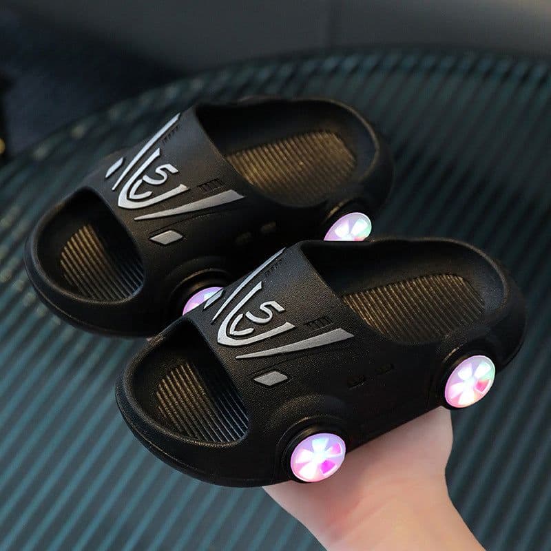 image-Kids' Cartoon Non-Slip Flip Flops - Pink Light Up, Size 36-37