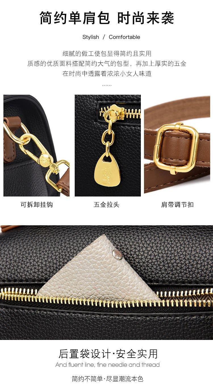 image-Boston Shoulder Bag - Black PU Casual