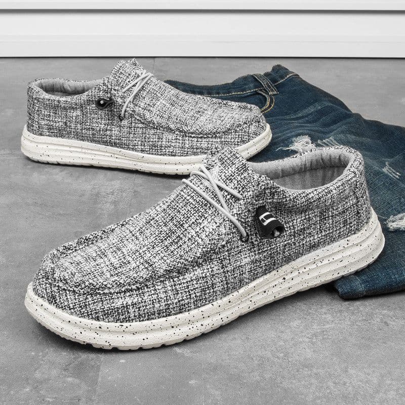 image-Men's Canvas Shoes - 552AD Black Gray, Flat Heel, Casual