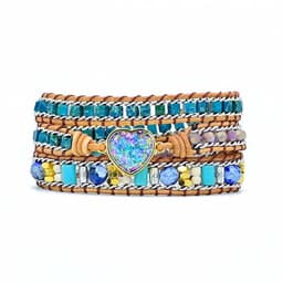 image-Foreign Trade Love Color Blue Opal Cowhide Bracelet