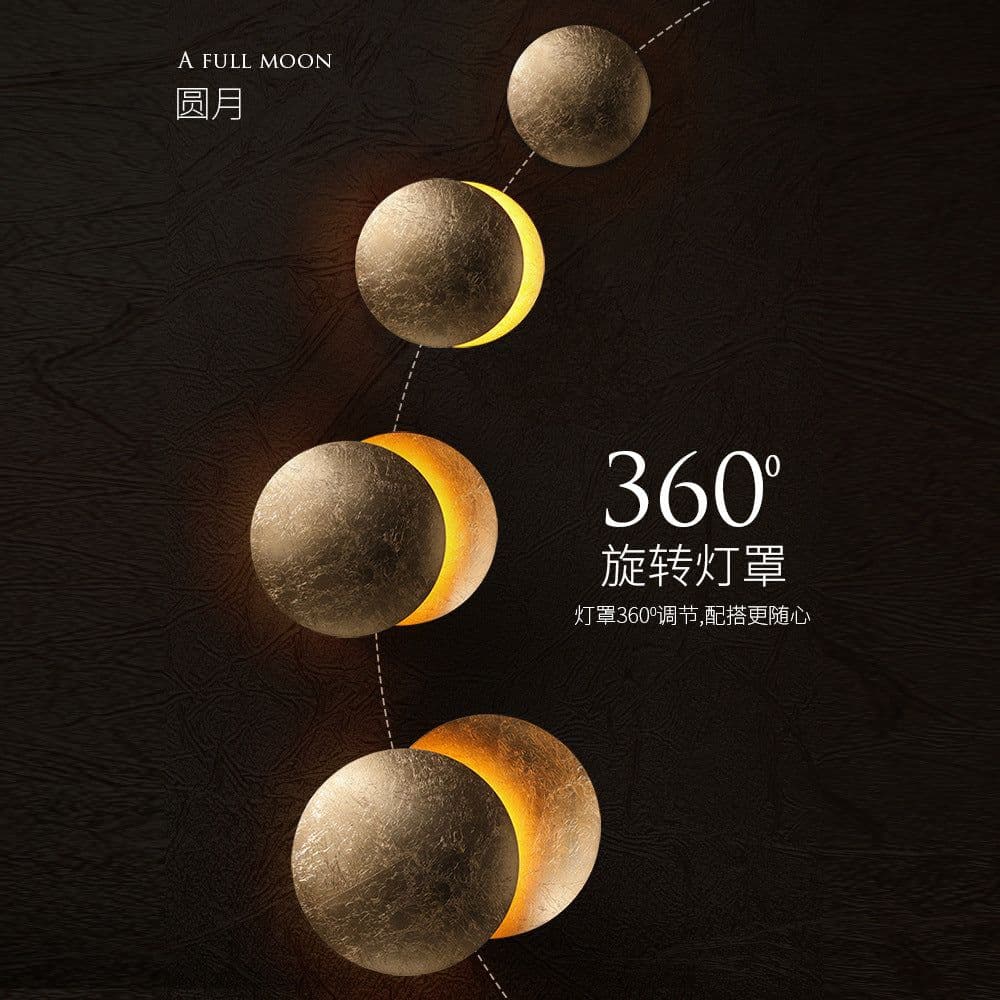 image-Imitation Italian designer moon concept solar eclipse wall lamp Nordic aisle stairs bedroom bedside lamp modern simplicity