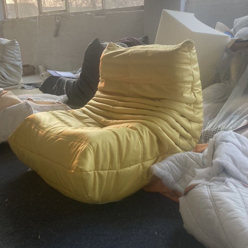 image-Ochao Yellow Velvet Lazy Sofa - Modern 66x50cm