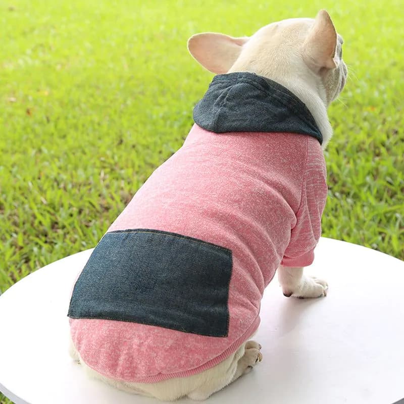 image-Pet Hoodie Sweater - Gray Denim Pocket for Dogs & Cats