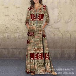 image-Women's Long Dress Round Neck High Waist Black
