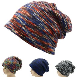 image-Knitted Beanie Hat - Colorful Grid Windproof Unisex