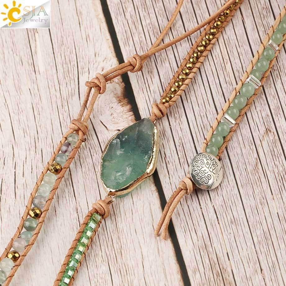 image-Multilayer Bracelet - Green Fluorite Aventurine Beads
