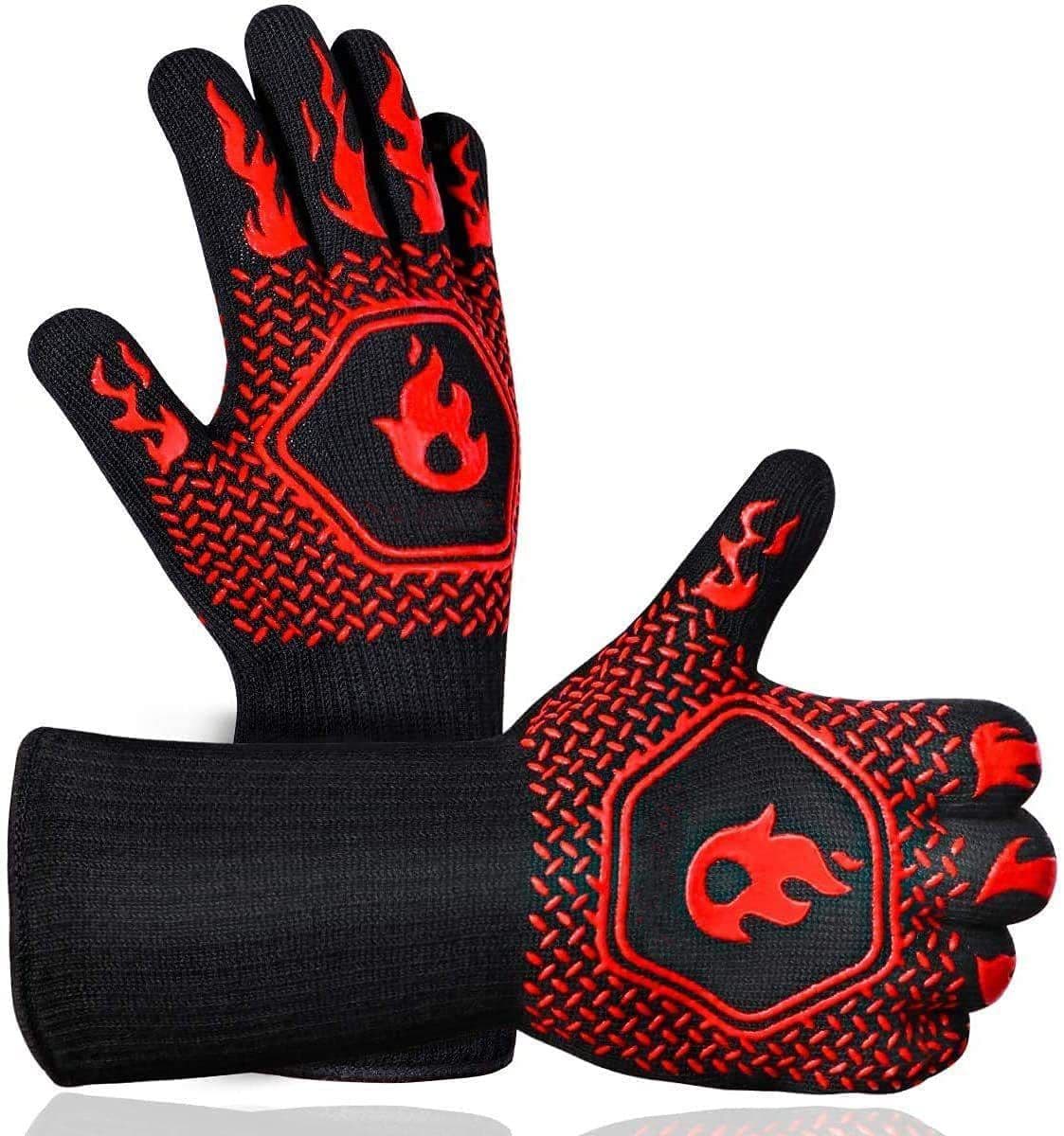 image-Fireproof BBQ Gloves - 800°F Heat Resistant Silicone