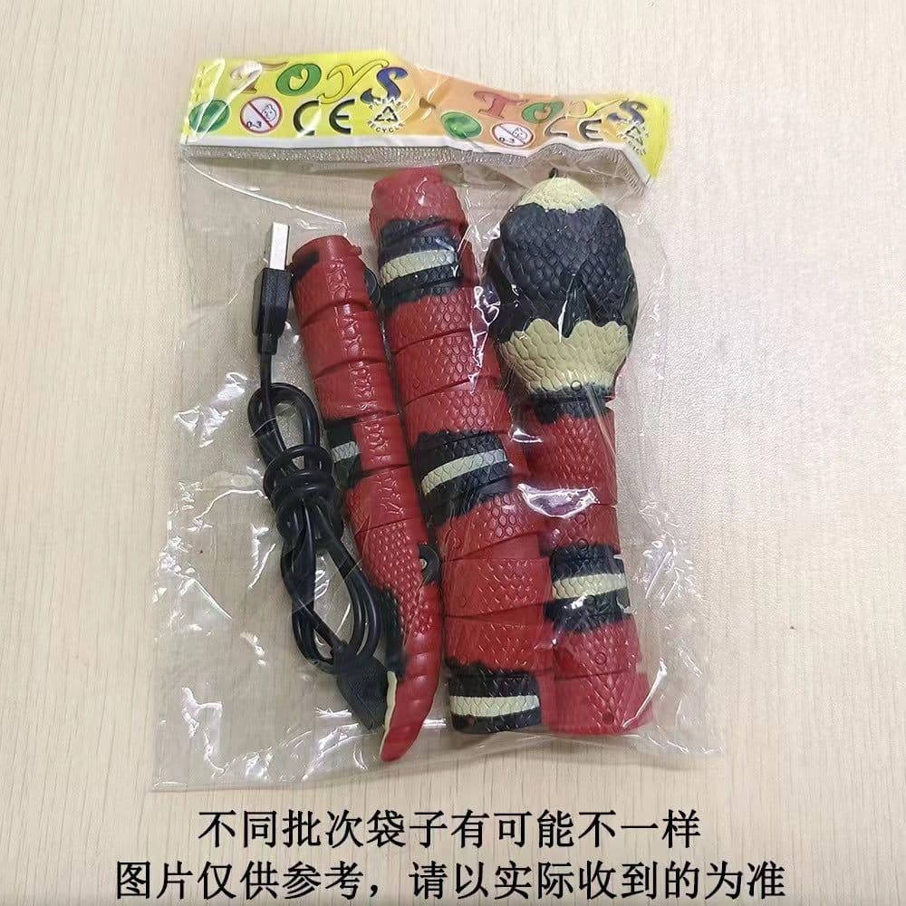 image-Pet remote control electric induction intelligent obstacle avoidance Bungarus snake snake cat toy scary trick rattlesnake