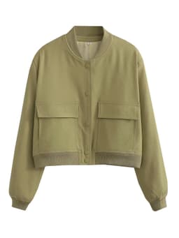 image-Women's Peacock Blue Jacket - Stand Collar Short Coat
