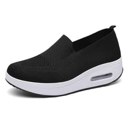 image-Women's Slip-On Woven Loafers White Flat Heel