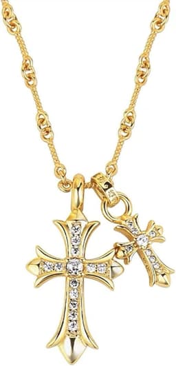 image-Crowe Necklace Cross Diamond Double Cross Pendant Gold-plated Men and Women Couple Necklace Sydney Same Style Jewelry