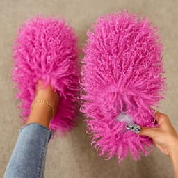image-Women's Fur Slippers - Warm Home Cotton Slides
