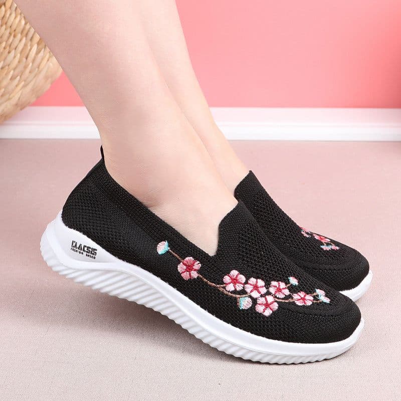 image-Women's Pink Walking Shoes - Mesh Breathable Casual Slip-Ons