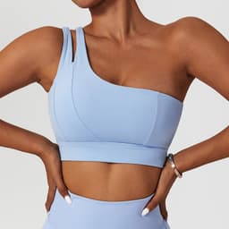 image-Zechuang Sports Bra - Nude One-Shoulder Yoga