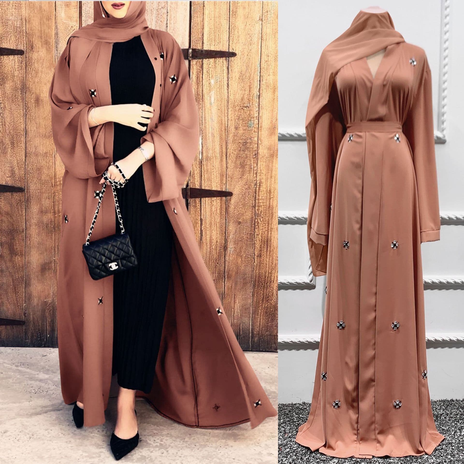 image-Loriya Khaki Cardigan Robe Dress XXL