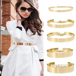 image-Women's Metal Waist Chain Belt - Silver Hollow 3.5cm