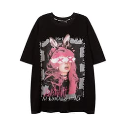image-TKPA T-Shirt Cartoon Print Black XXL