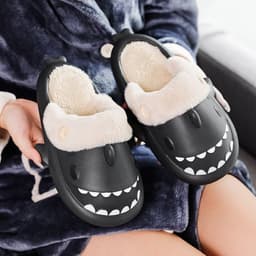 image-Shark EVA Cotton Slippers - Cream Unisex