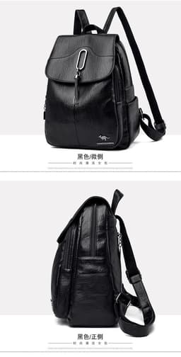 image-Women's Backpack PU Leather Black One Shoulder