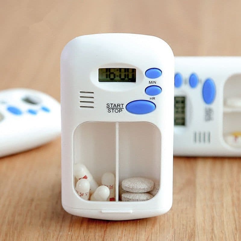 image-Smart Pill Box Timer Reminder - White 9x5.5x2cm