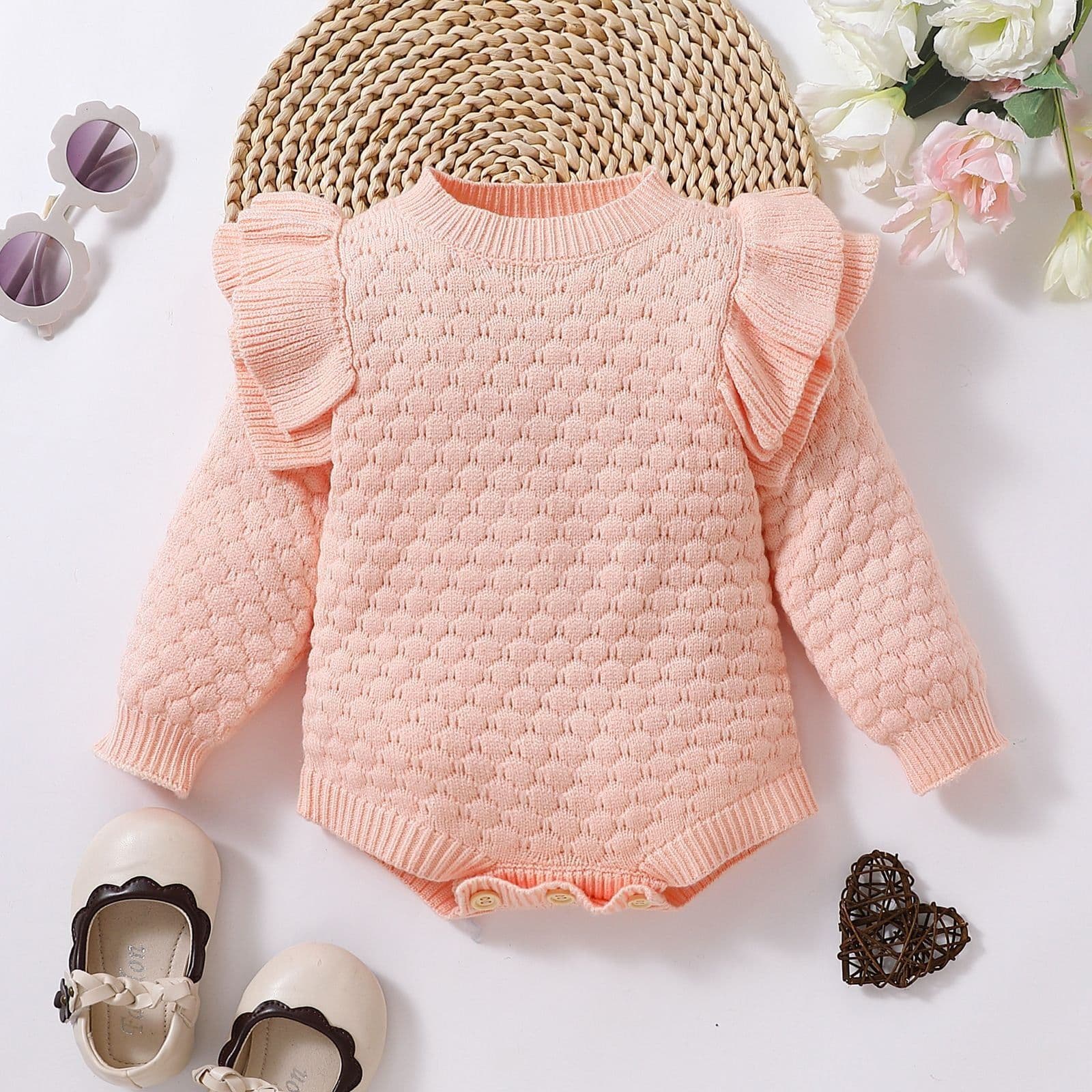 image-Infant Diamond Plaid Long Sleeve Sweater - Pink 90cm