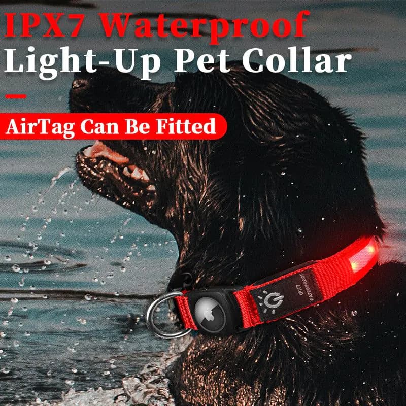 image-Hot selling airtag protective case positioning tracker case waterproof LED pet light-up collar protective case USB charging