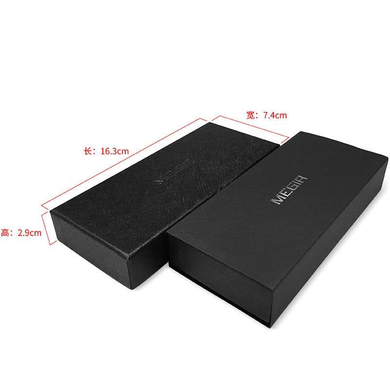 image-MEGIR Black Flat Watch Box - Steel Belt Packaging