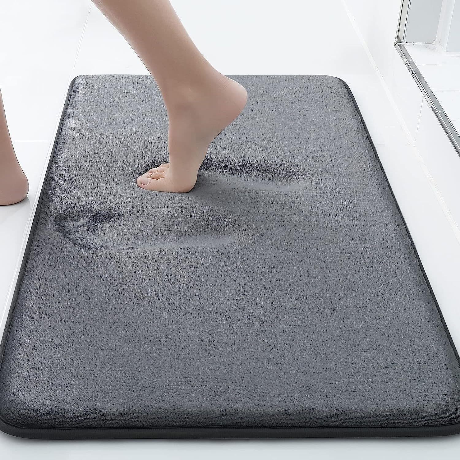 image-Memory Foam Bathroom Mat - Black 38x42cm