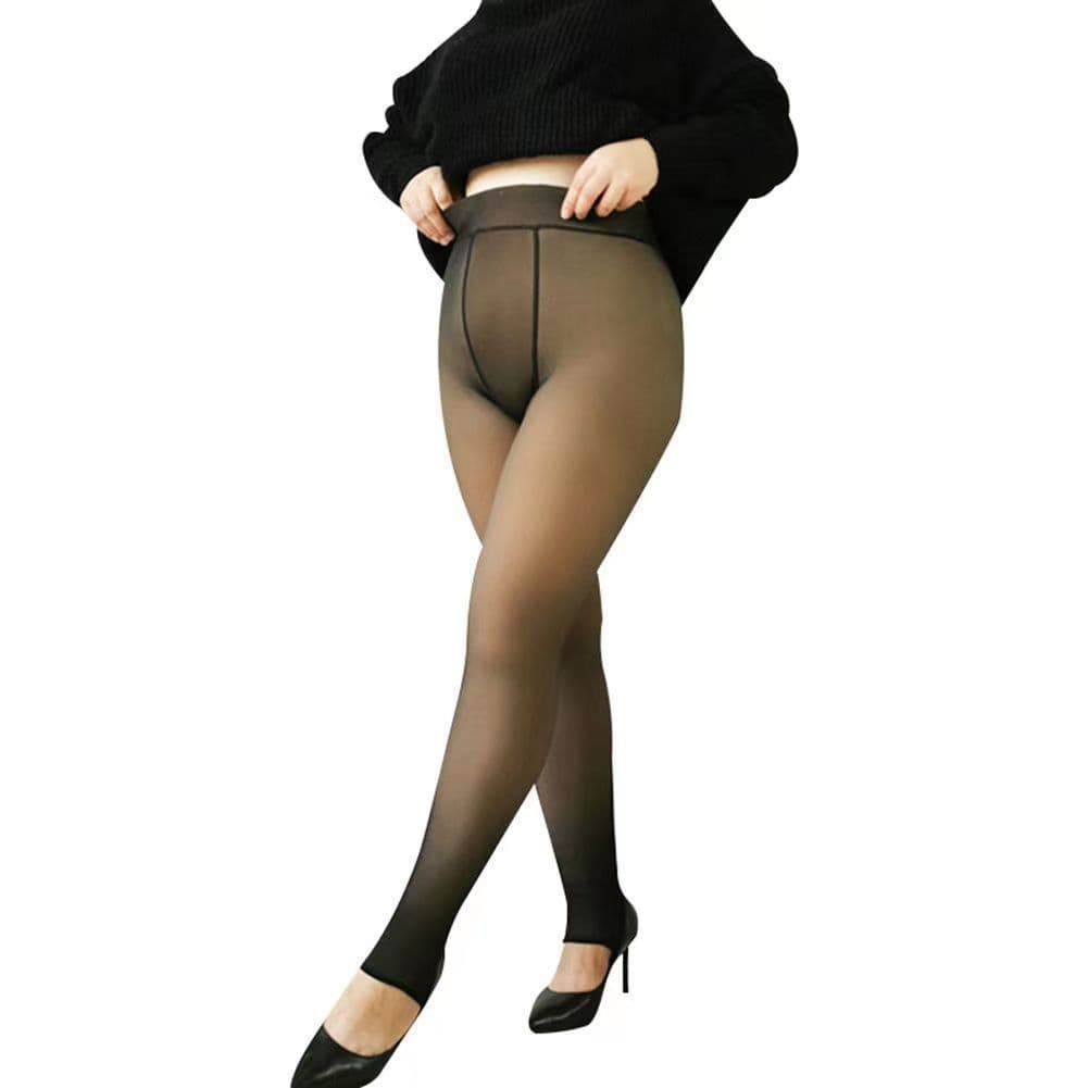 image-Women's Winter Thick Pantyhose - Coffee Translucent Large