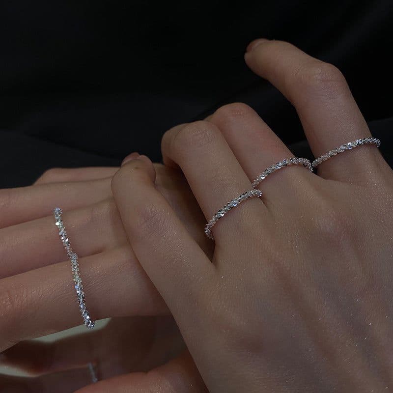 image-Sparkling ring full body 925 sterling silver starry ring ring ins temperament fashion net red ring tail ring