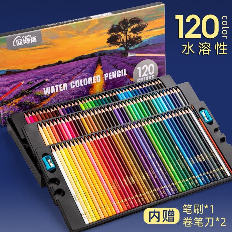 image-Ouboshangcai 48-Color Water-Soluble Pencils - Kids Art Set