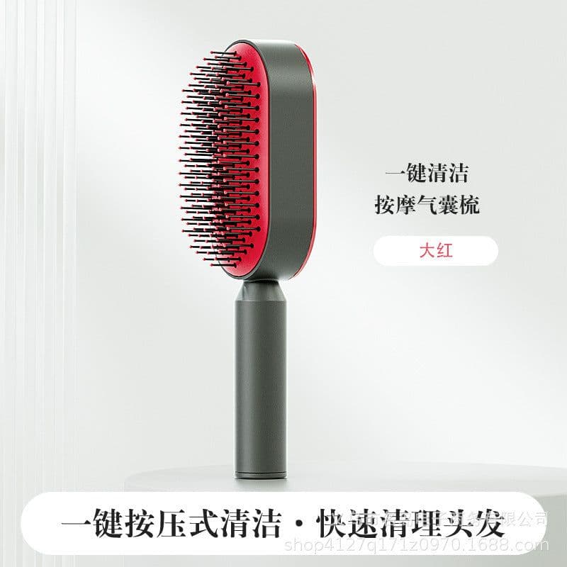 image-Anbei Red Long Hair Loss Massage Comb for Curly Hair - 20cm+