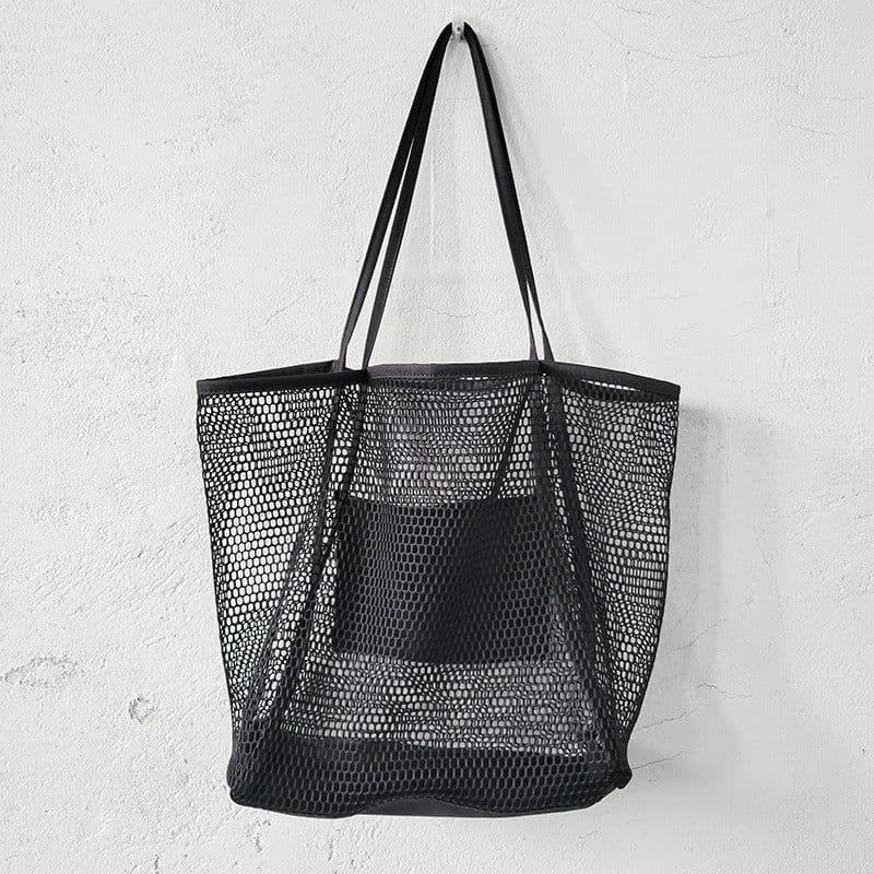 image-European Large Capacity Beach Tote Bag - Mesh
