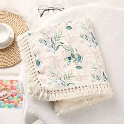 image-Foreign trade cross-border children's blanket double-layer crepe wrapped pure cotton soft tassel baby stroller cover blanket baby blanket