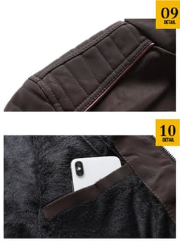 image-Men's PU Leather Jacket - Slim Fit Vintage Black