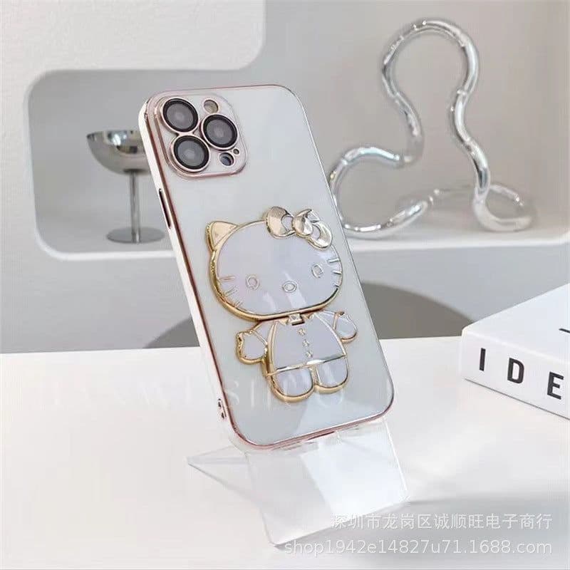 image-iPhone 14/13 Pro Max Cat Makeup Mirror Phone Case - Protective Cover with Lens Film