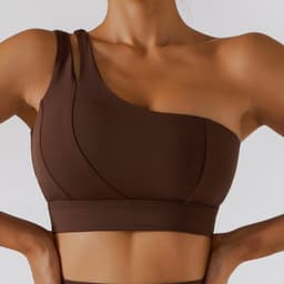 image-Zechuang Sports Bra - Nude One-Shoulder Yoga