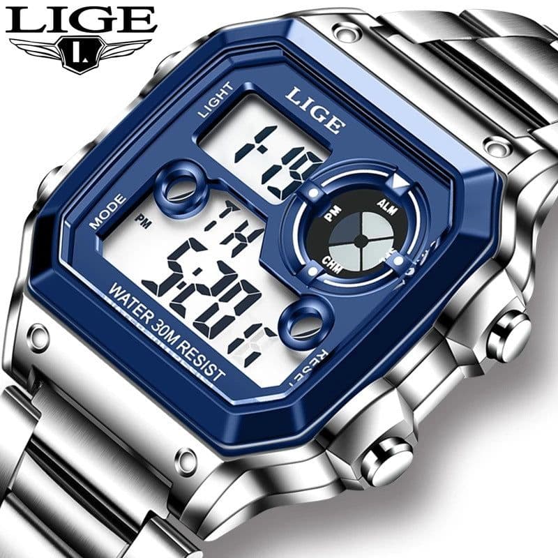 image-Lige LG8921 Electronic Watch - 40mm Silver 30M Water-Resistant