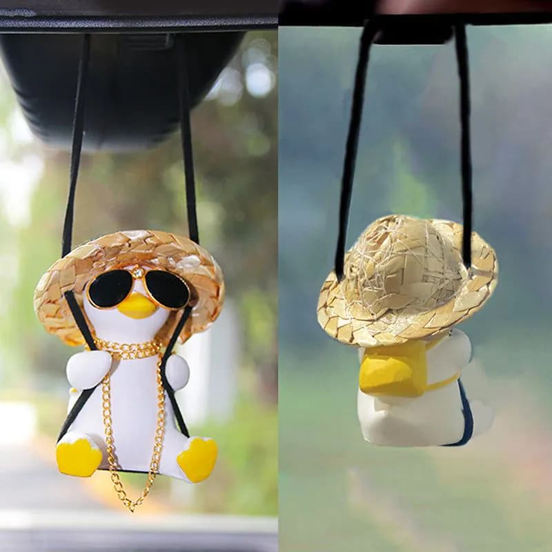 image-Cross-border auto supplies car swing duck rearview mirror pendant wholesale car interior decoration duckling car ornaments tide