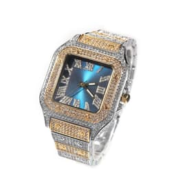 image-Men's Square Quartz Watch - Gold 45mm Roman Dial