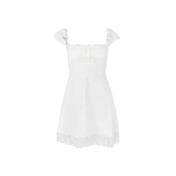 image-2023 European and American women's summer new lace square neck suspender skirt slim backless white French dress