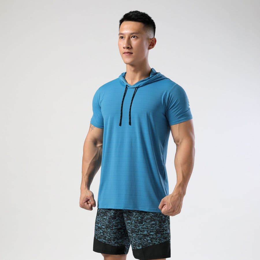 image-Sports Hooded T-Shirt Men Quick-Dry Running