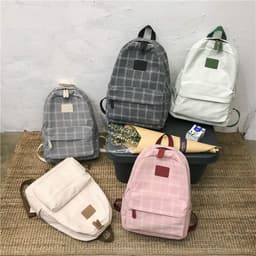 image-2021 autumn plaid rucksack female high school students junior high school students backpack college students simple and cute school bag