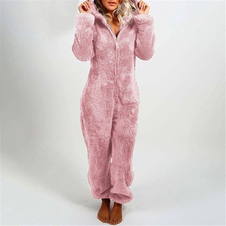 image-Women's Hooded Jumpsuit Fleece - Light Purple 5XL