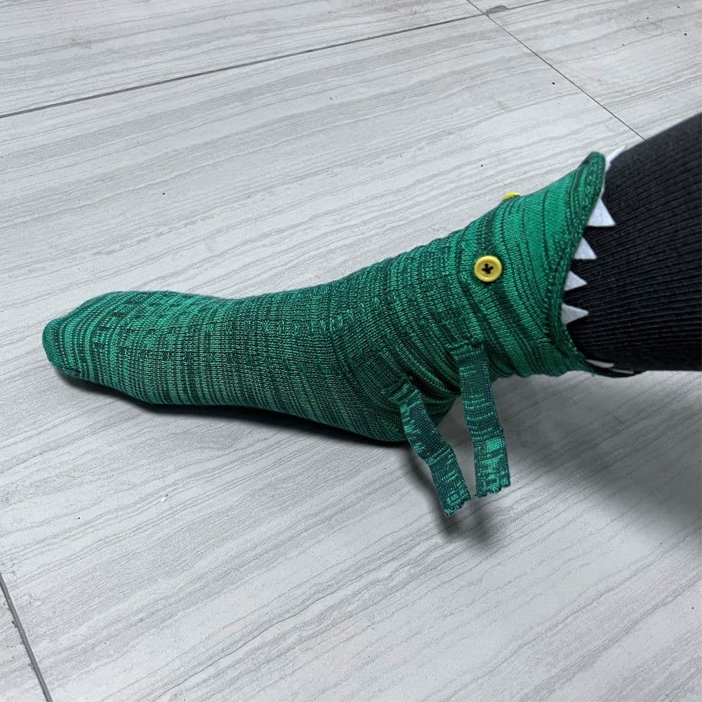 image-Christmas Knit Crocodile Socks For Kids Warm Floor Socks Shark Pattern