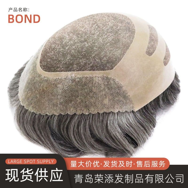 image-Men's Hair Topper - Real Human Hair Mono Base Black