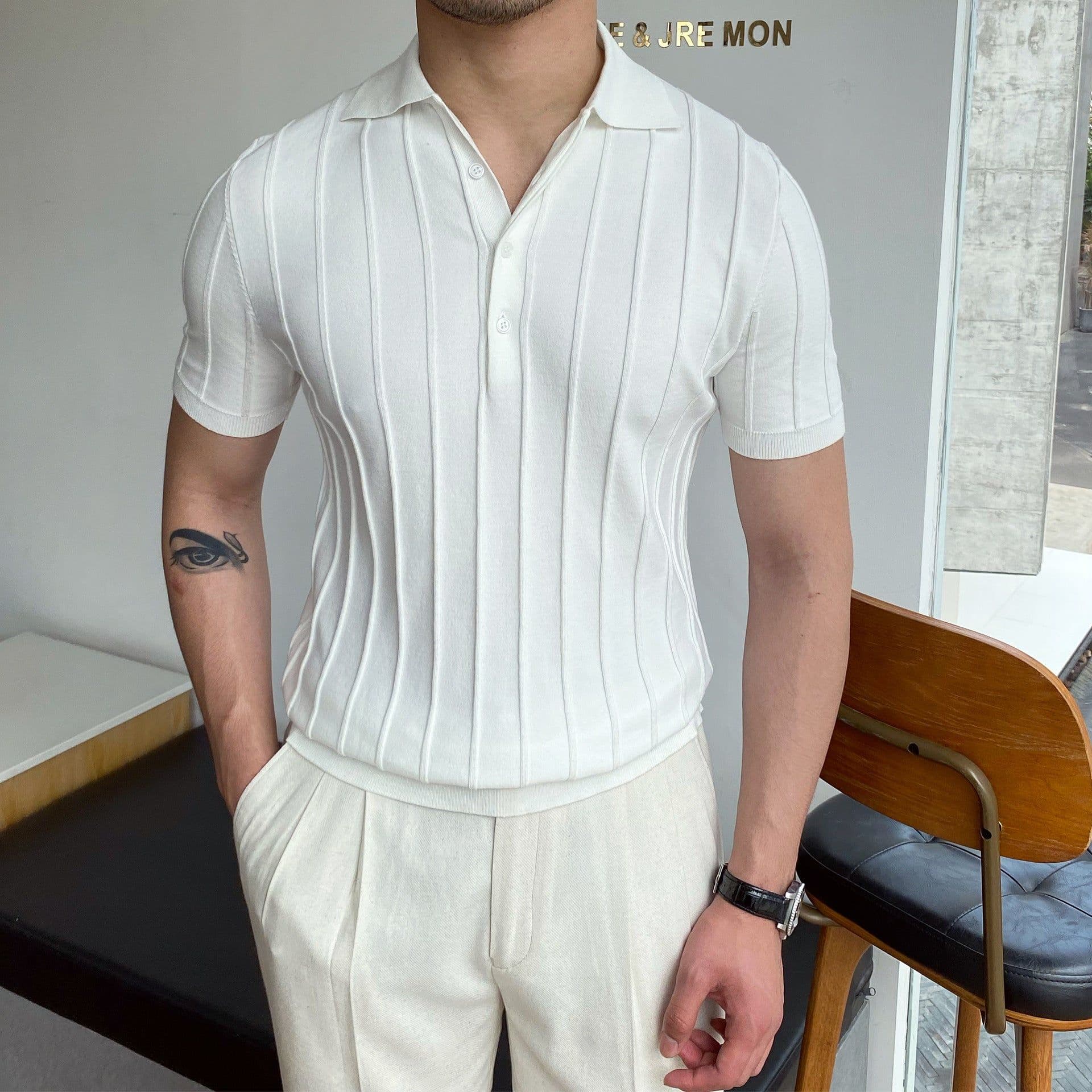 image-POLO Shirt Men Short-Sleeve Striped Light Blue XXL