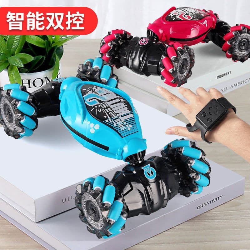 image-Cross-border new mini twisting light music off-road high-speed double-sided stunt remote control car children's toys wholesale