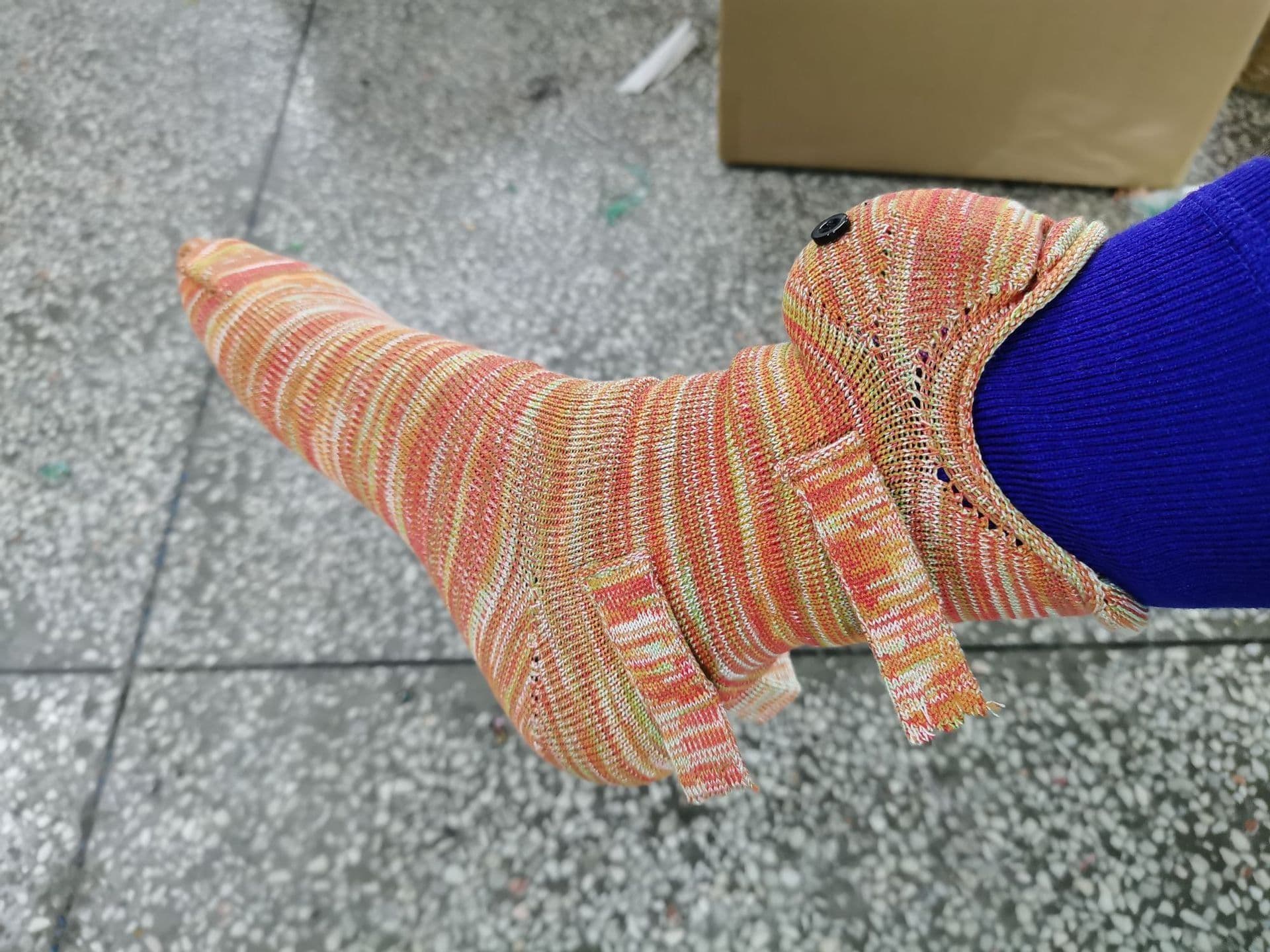 image-Christmas Knit Crocodile Socks For Kids Warm Floor Socks Shark Pattern