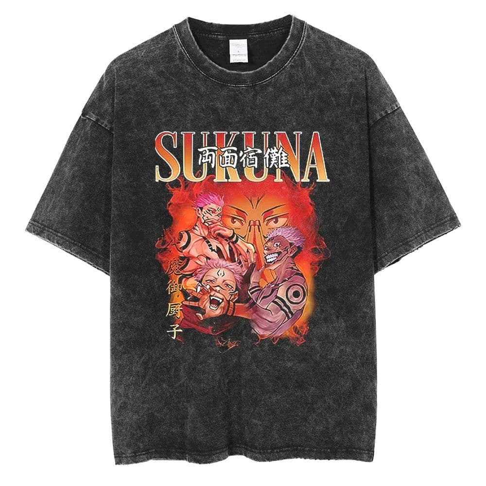 image-Black Cartoon T-Shirt, Breathable, XXXL, Loose Fit, Men's